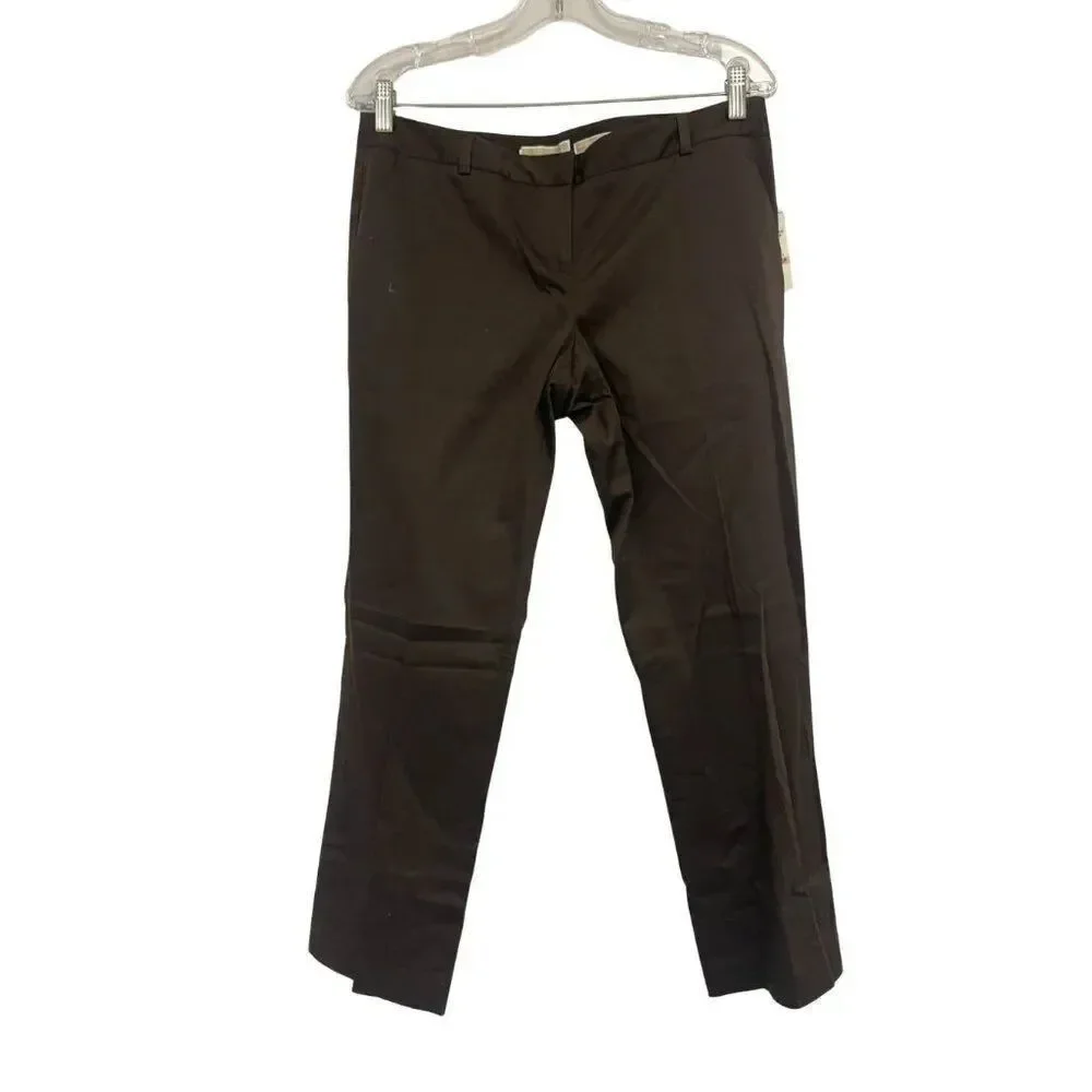 Michael Kors Women Pants 10P Brown Wellesley Ankle Fit Low Rise Straight Leg NWT